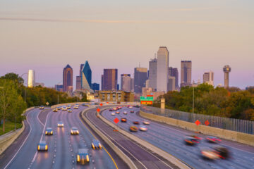 Dallas downtown skyline at twilight, Texas USA