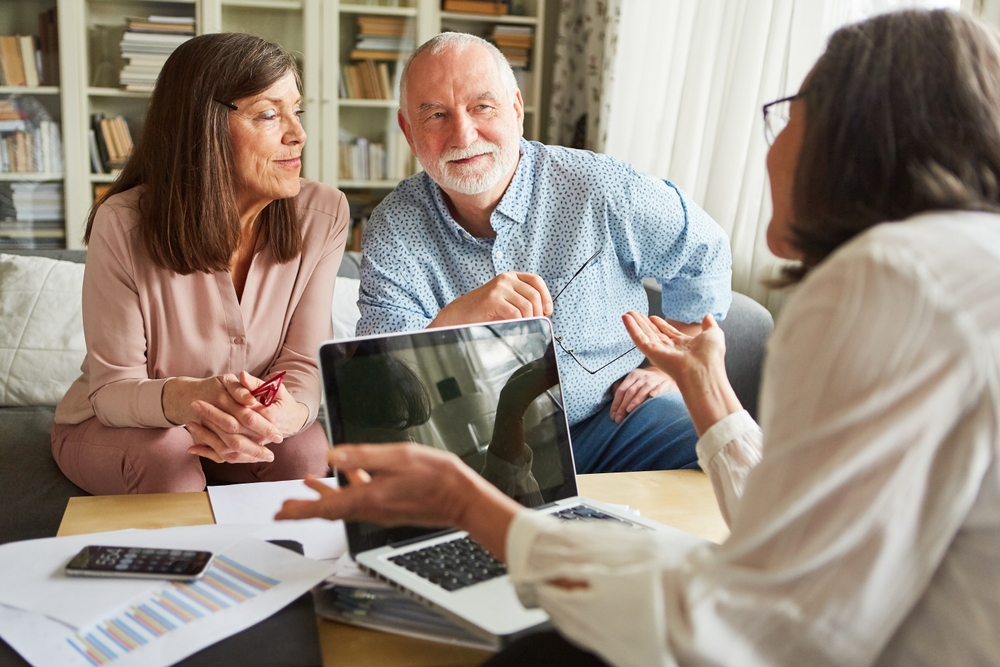 Older couple gets help on their taxes from a tax professional